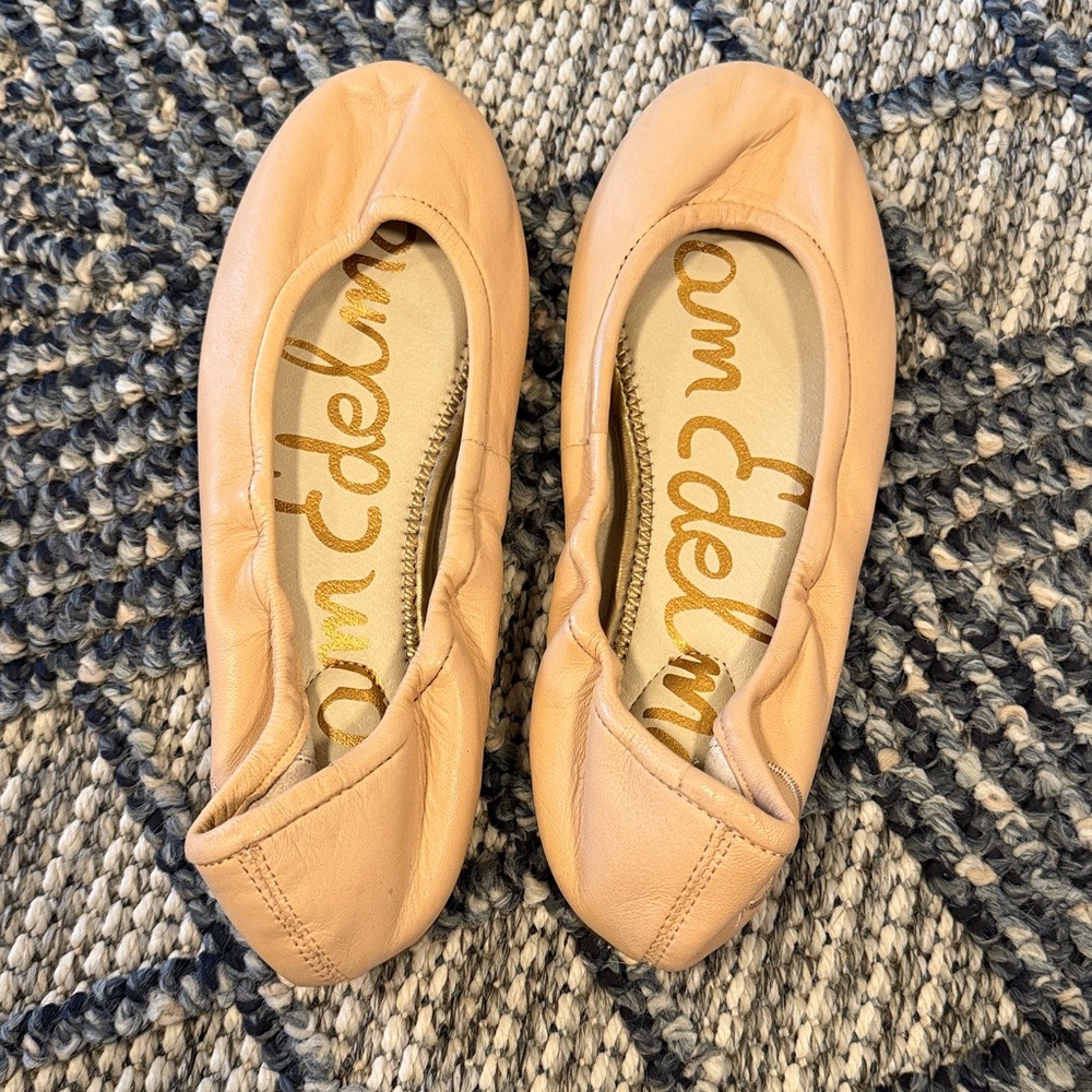 Sam Edelman Fritz Nude Leather Flats size 6 NWOB
